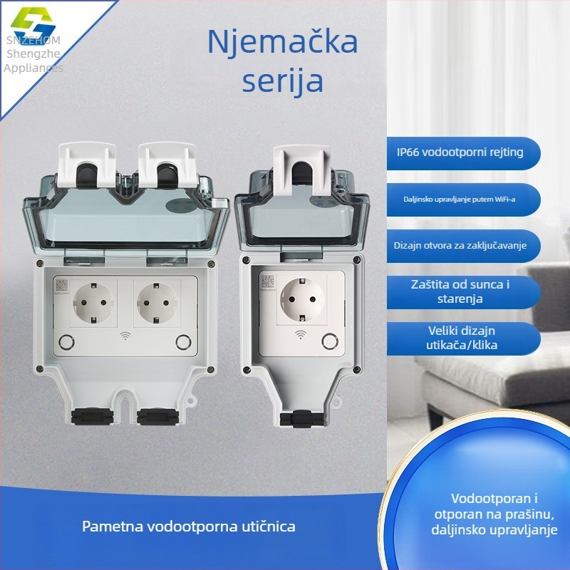 86-tip vanjski vodootporni prekidač, 16A, europski standard, njemačkog stila utičnica, IP66, pametna podkontrolirana utičnica
