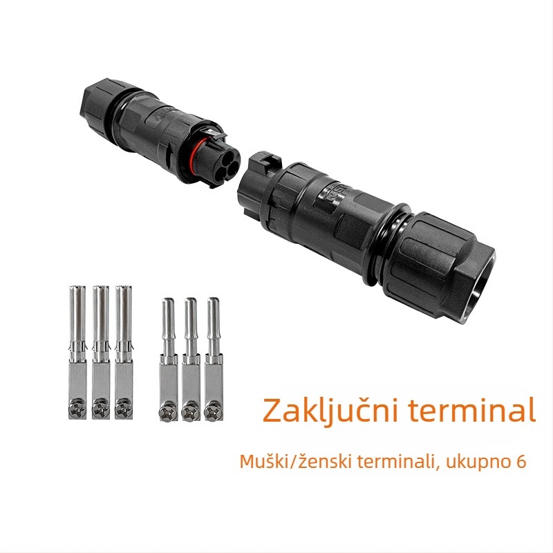 3-žilni konektor, vodootporni spojni konektor za kabel promjera 21 mm, AC 500 V, muški i ženski spojni konektor za velike kablove