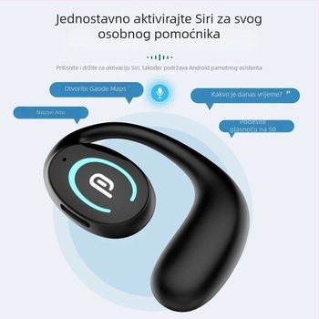 Bluetooth slušalice s kostnom provodljivosti, bez ulaska u uho, s kukom za uho, sportske, jednostrane, bežične, dugi vijek baterije, model K9