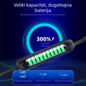 Slušalice s kostnom prijenosu zvuka za sport, Bluetooth, plivanje i trčanje, bežični dizajn oko vrata, IPX8 vodootporne.