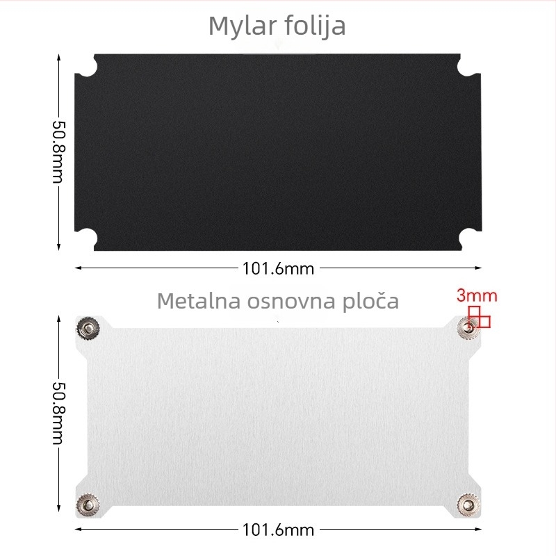 Izolirani Mylar list, GB standard, dvopolni VH3.96 konektor, 1,2 m napajanje kabel, metalna temeljna pločica za hlađenje, pribor za golu PCB ploču