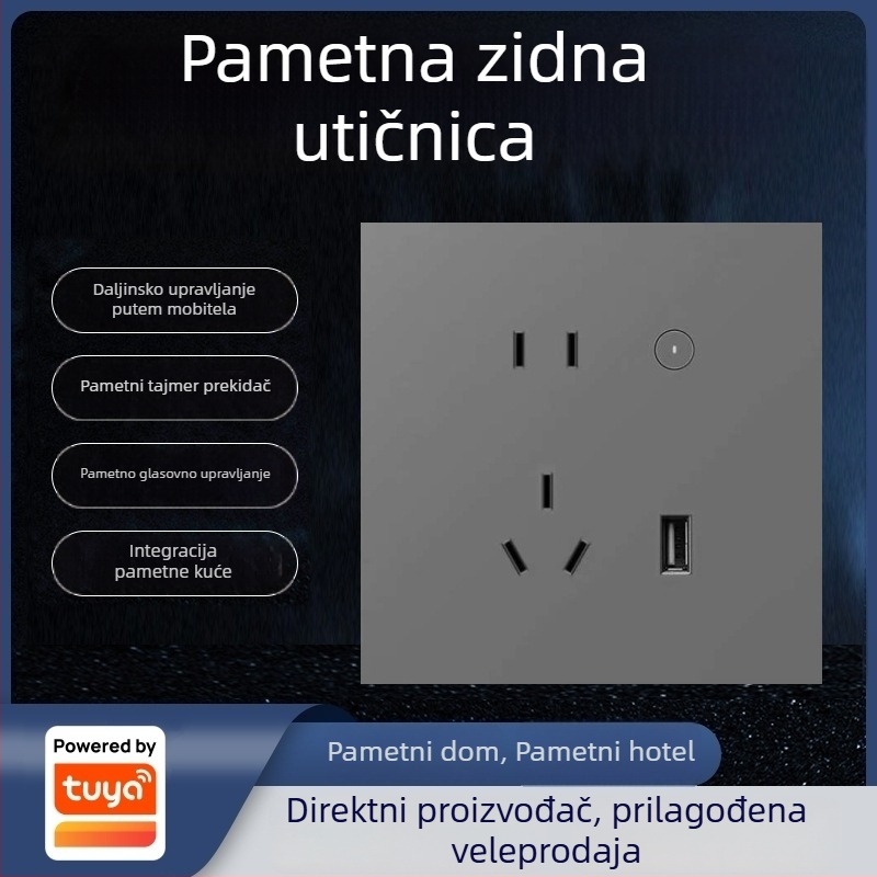 Graffiti Zigbee zidna pametna utičnica s kućištem tipa 86, glasovno upravljanje i daljinsko upravljanje putem mobilne aplikacije