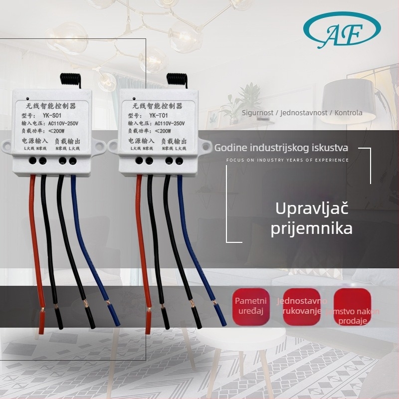 Bežični inteligentni prijemnik-uređivač s RF modulom 433MHz, 220V napajanje za rasvjetu, ventilatore i male kućanske uređaje