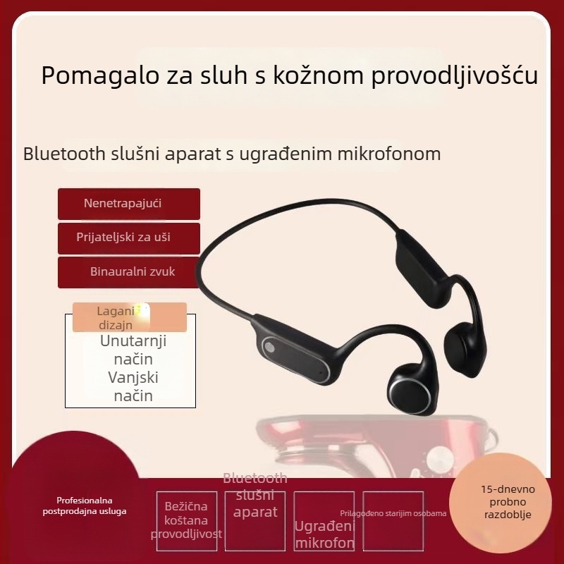 Slušni uređaj s kostnom vodljivnošću za starije osobe, slušalice s redukcijom buke iza uha, za blagu do tešku gluhoću, udoban dizajn