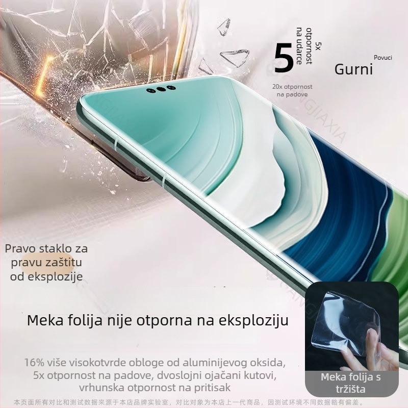 Tazo zaštitno staklo za Huawei Mate60 Pro – potpuno ljepilo, 3D zakrivljenost, toplo savijanje, 70Air