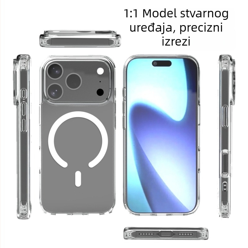 Prozirni magnetski zaštitni kućište za iPhone 17 Pro, otporno na padove i ogrebotine, 2.0 mm