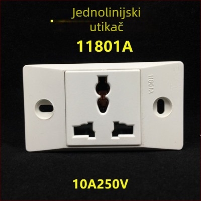 11801A Uska 1-kanalna industrijska utičnica, 10A, nacionalni standard, trostruka plosnata utičnica