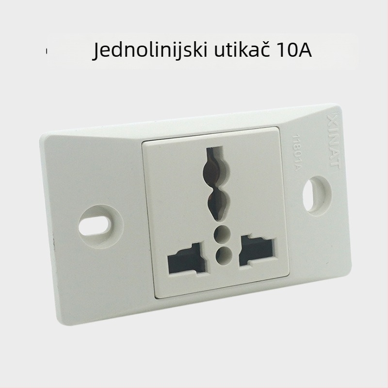 11801A Uska 1-kanalna industrijska utičnica, 10A, nacionalni standard, trostruka plosnata utičnica