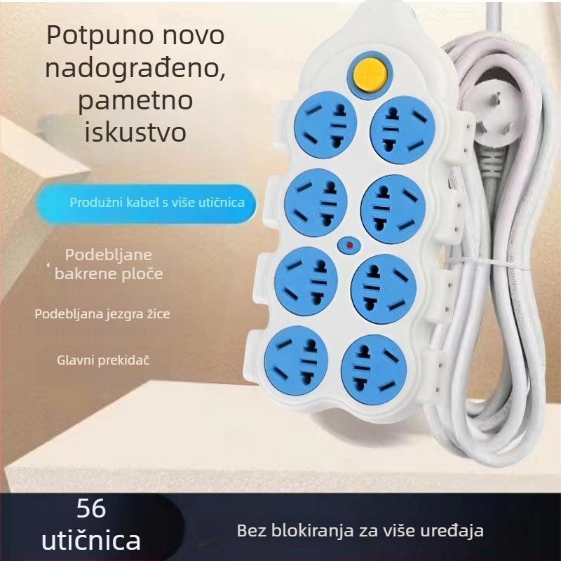 Produžni kabel s 56 utičnica od čistog bakra