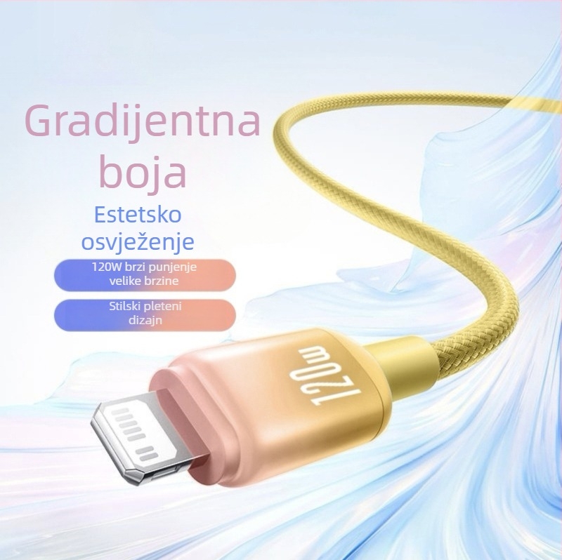 Kabl Lightning s gradijentom za Apple uređaje (iPhone/iPad), duljine 1–2 m, brzo punjenje