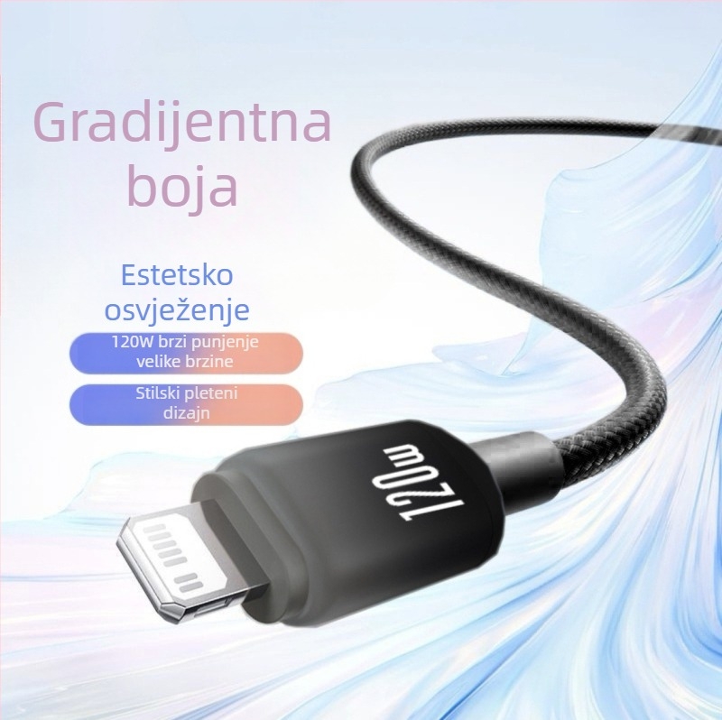 Kabl Lightning s gradijentom za Apple uređaje (iPhone/iPad), duljine 1–2 m, brzo punjenje