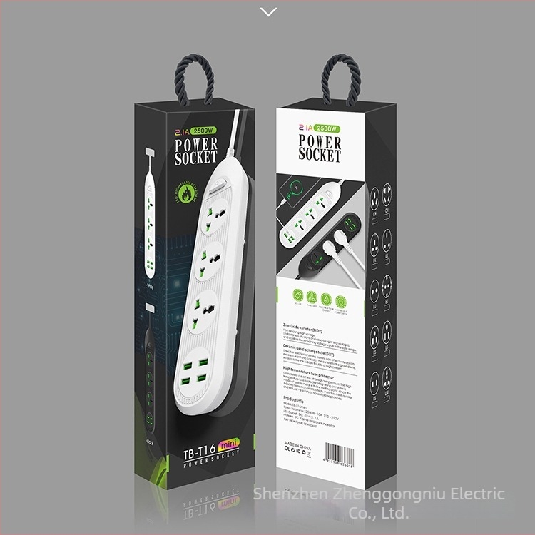 Pametna produžni ploča s USB portovima, britanski standard, kabelom i više utičnica