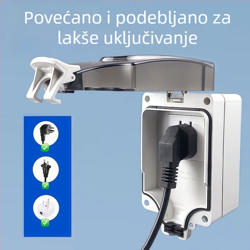 Vanjska kišootporna električna utičnica, vodootporna i UV zaštita, pločasta montaža, utičnica s 5 pinova/3 pinova u zaštitnom kućištu