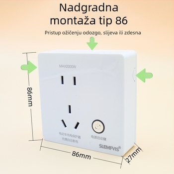 86-typni inteligentni zaštitnik za punjenje električnih vozila, pokretanje jednim gumbom, automatsko isključivanje pri punom naboju, utičnica s 5 pinova i indikacijsko svjetlo