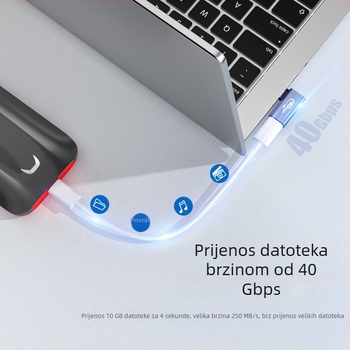 USB4 potpuno funkcionalan USB-C adapter s prijenosom od 40 Gbps, za prijenosno računalo, 8K HD projekcija zaslona