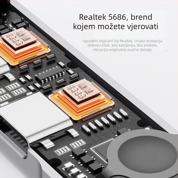 Type-C adapter za iPad i Google, 3,5 mm 3-u-1 konektor za slušalice, livestream i pozivi, U-Shield 60W