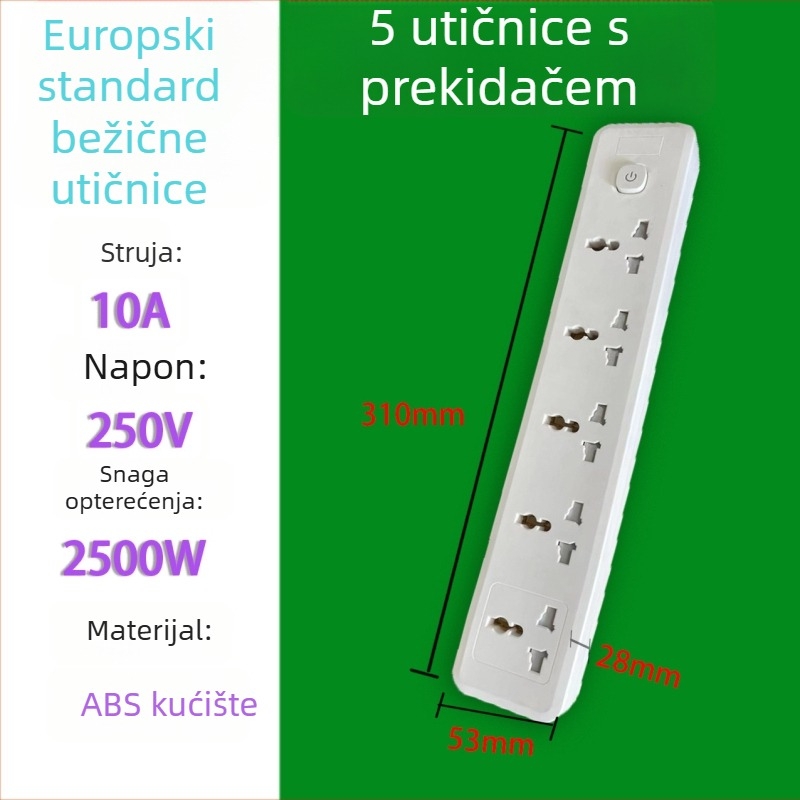 Stolna utičnica s kabelom, prema europskim, korejskim i njemačkim standardima