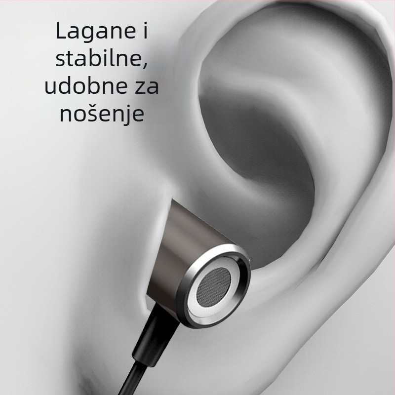 Metalne slušalice s kabelom, dinamički pogon, magnetski bas, kabelska kontrola s mikrofonom, za mobilne igre i e-sport