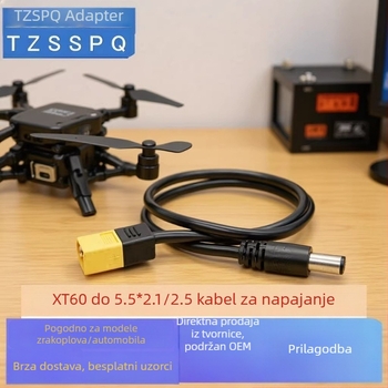 XT60 na DC5.5×2.5 mm napajajući kabel, nagnuti DC5525 adapter, kabel za lemilicu
