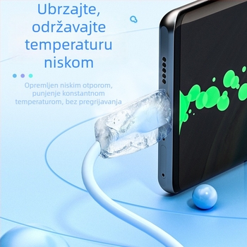 USB-C kabel za brzo punjenje, 6A visokog toka, silikon konstrukcija, 120W, duljina 1–2 m, višebojan
