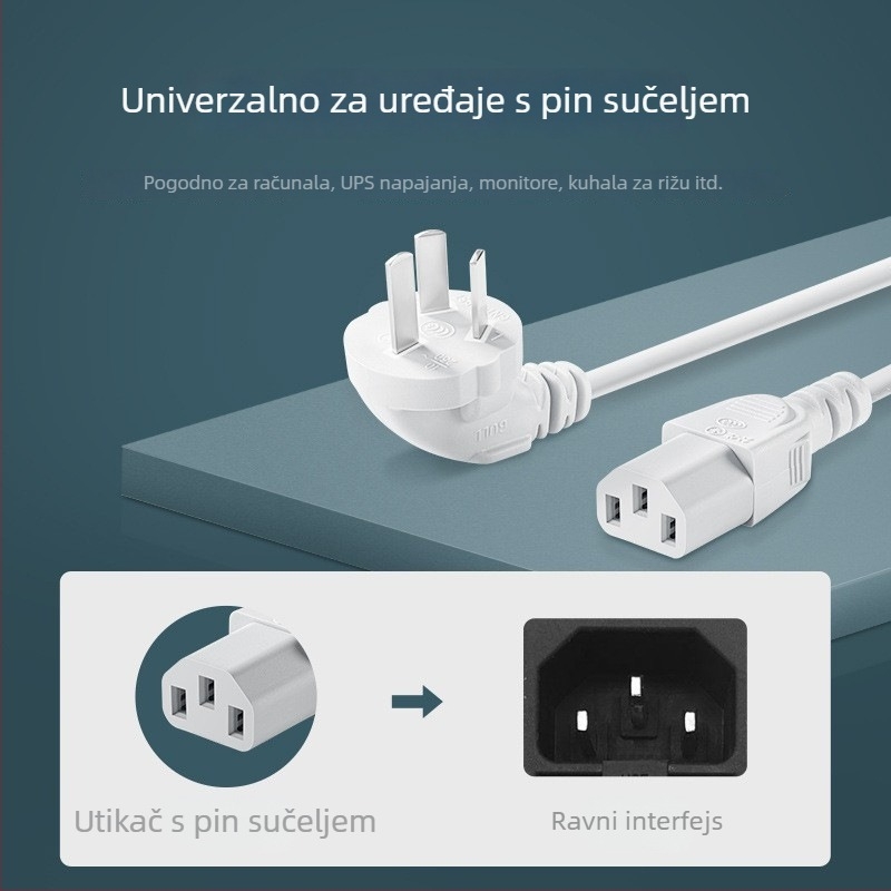 Bull kabel napajanja za rižar s trostrukim konektorom – univerzalni dodaci za električno posudu, električno lonac i tavicu