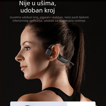 Slušalice Bluetooth s kostnom provodljivošću za sport i trčanje, iznad uha, udobne za dulje nošenje, stereo zvuk, vodootporne, sportski stil