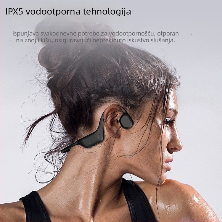 Slušalice Bluetooth s kostnom provodljivošću za sport i trčanje, iznad uha, udobne za dulje nošenje, stereo zvuk, vodootporne, sportski stil