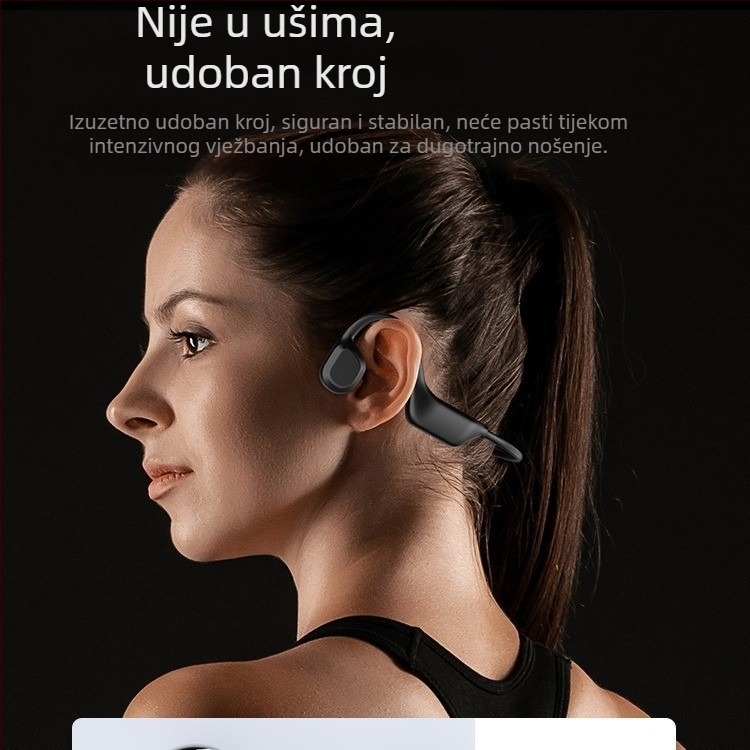 Slušalice Bluetooth s kostnom provodljivošću za sport i trčanje, iznad uha, udobne za dulje nošenje, stereo zvuk, vodootporne, sportski stil