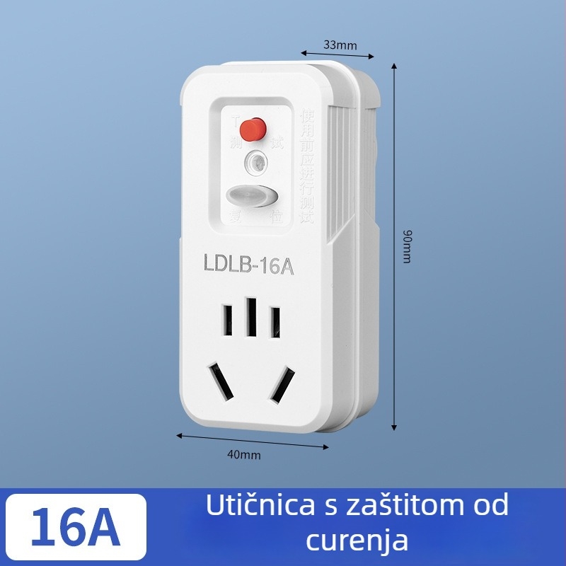 10A zaštita od curenja za utičnicu s prekidačem za električni bojler; 16A zaštita za klima uređaj sa utičnicom