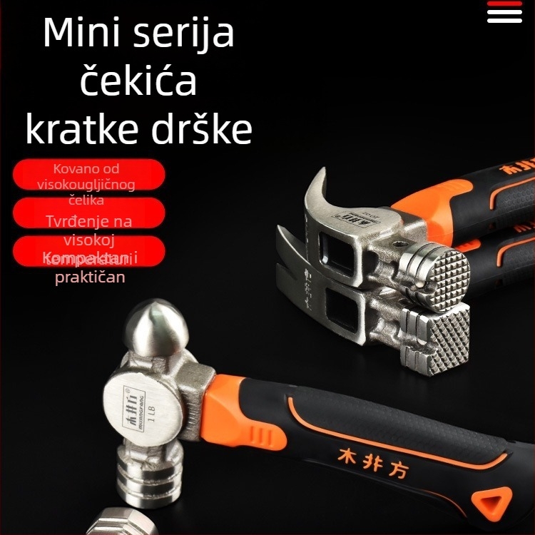Set čekića za stolariju: čekić s kandžom, čekić za čavle, osmerokutni čekić, radnički čekić, mini čekić