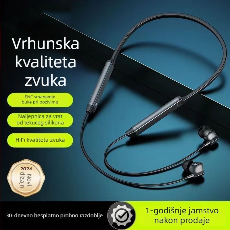 2024 Bluetooth slušalice za vrat za sport, dugotrajna baterija, uklanjanje buke, bežične, Bluetooth 5.0