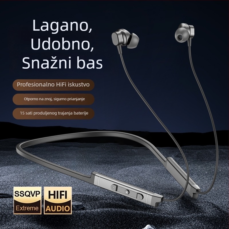 2024 Bluetooth slušalice za vrat za sport, dugotrajna baterija, uklanjanje buke, bežične, Bluetooth 5.0