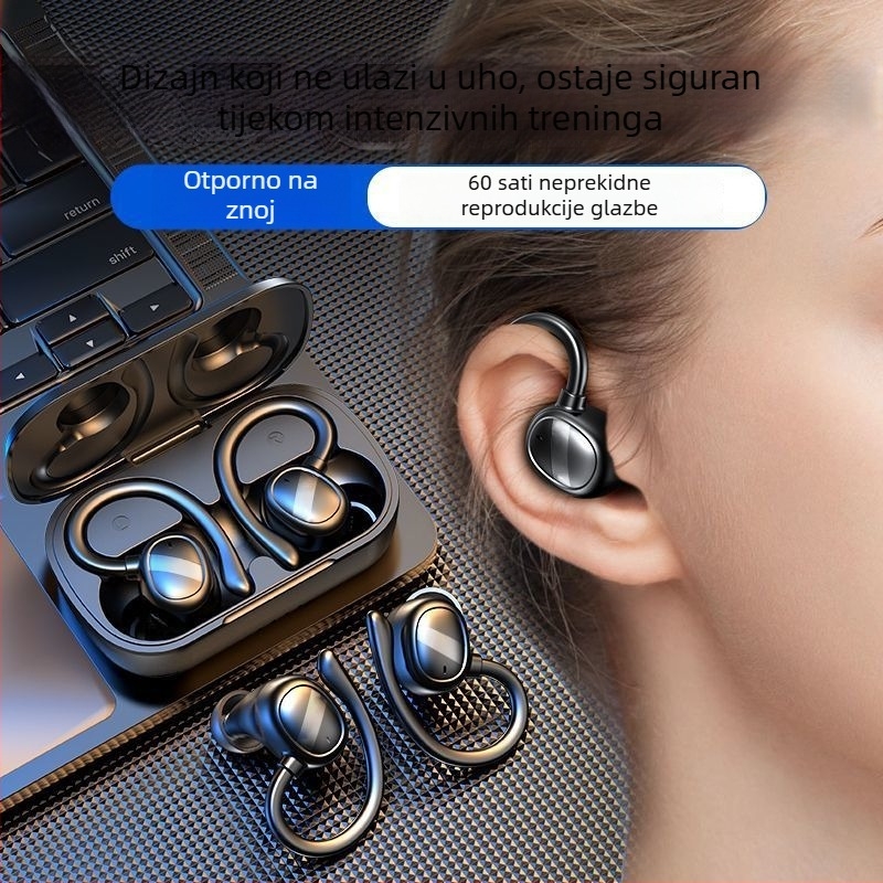 Sportska Bluetooth slušalica s udicom za uho, udobna za nošenje, otporna na padanje, redukcija buke pri pozivima i dugotrajnost baterije