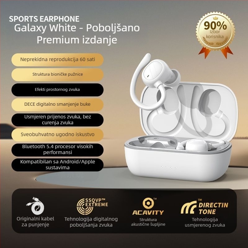 Sportska Bluetooth slušalica s udicom za uho, udobna za nošenje, otporna na padanje, redukcija buke pri pozivima i dugotrajnost baterije
