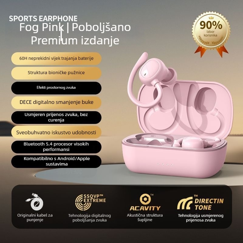 Sportska Bluetooth slušalica s udicom za uho, udobna za nošenje, otporna na padanje, redukcija buke pri pozivima i dugotrajnost baterije