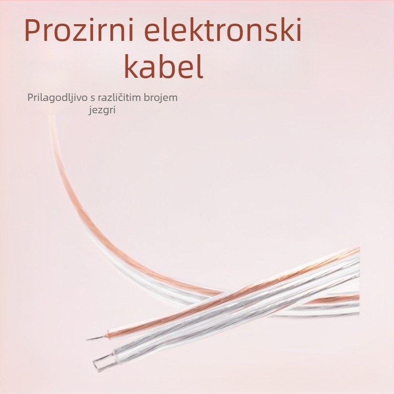 2468 Prozirni PVC kabel s zlatnim i srebrnim vodičima, proziran plosnati kabel, dvostruke i troostruke paralelne vodice za LED traku