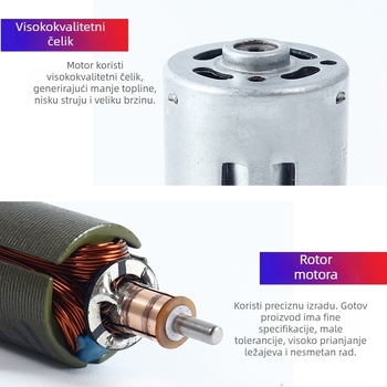 Četkasti DC mikromotor, serija 380/385 — električni mljevač češnjaka, usisivač, masažer i vibracijski motor