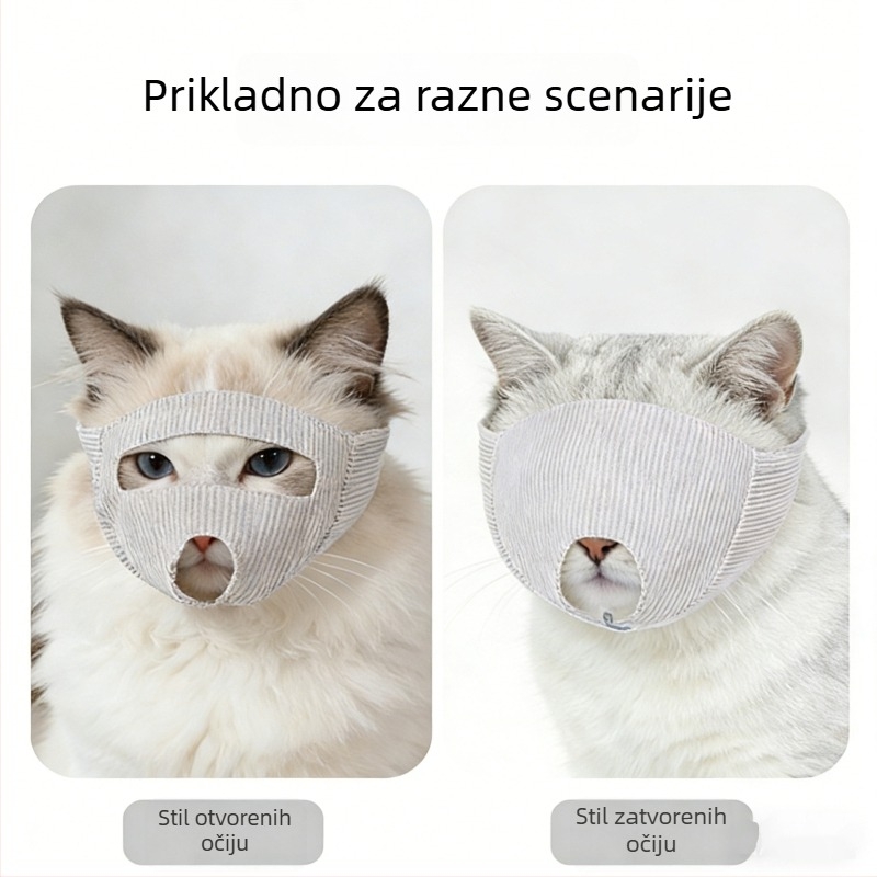 Maska za oči mačke protiv ogrebotina, za njegu noktiju i puhanje dlake, mekani prozračni pamuk