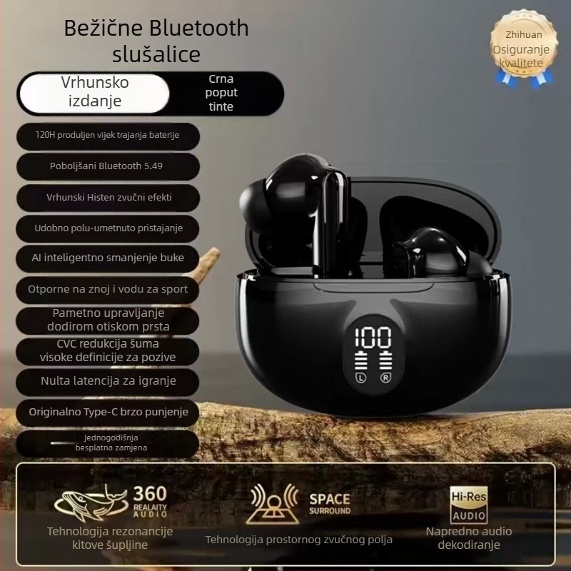 2025 nove bežične in-ear Bluetooth slušalice za sport, redukcija šuma, visoka kvaliteta zvuka