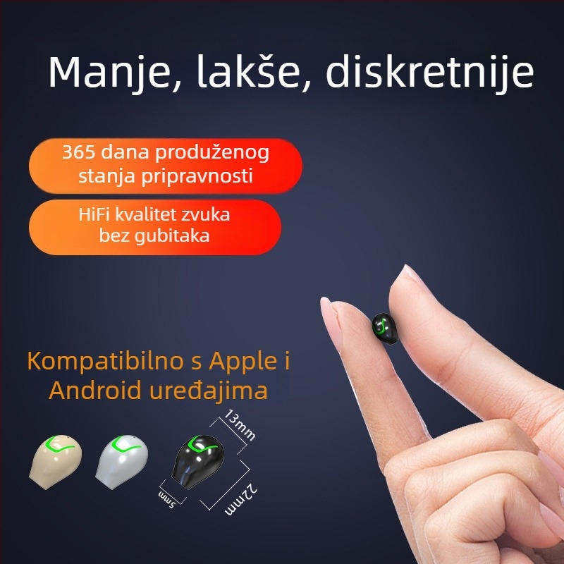 MINI21 Mini bežične Bluetooth slušalice, nevidljive i kompaktne, za jedno uho tijekom trčanja i sporta, visokokvalitetan zvuk, model 2025