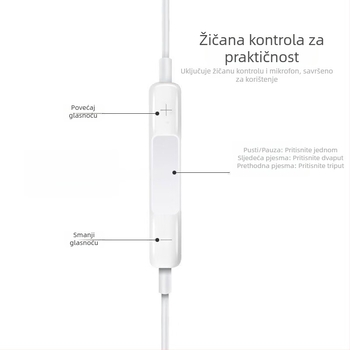 PG8K žičane slušalice s jakim basom, polu-in-ear dizajn, inline kontrola