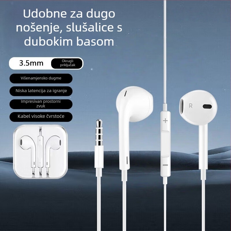 PG8K žičane slušalice s jakim basom, polu-in-ear dizajn, inline kontrola