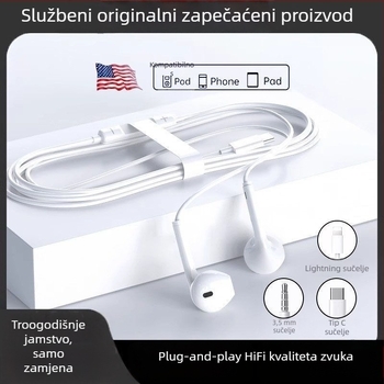 Apple in-ear slušalice za iPhone 15/14/13 Pro/12/11 s žičnim upravljačem (Lightning/Android)