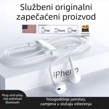 Apple in-ear slušalice za iPhone 15/14/13 Pro/12/11 s žičnim upravljačem (Lightning/Android)