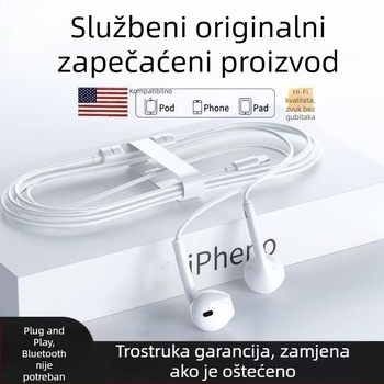 Apple in-ear slušalice za iPhone 15/14/13 Pro/12/11 s žičnim upravljačem (Lightning/Android)