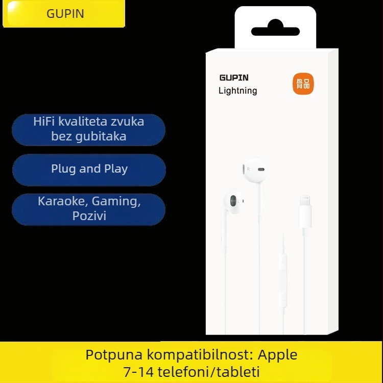 Apple in-ear slušalice za iPhone 15/14/13 Pro/12/11 s žičnim upravljačem (Lightning/Android)