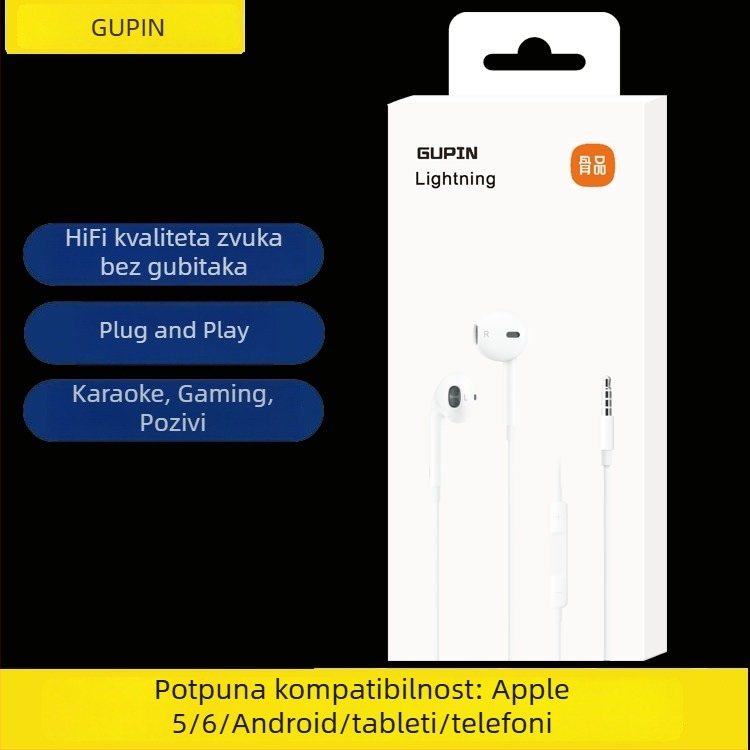 Apple in-ear slušalice za iPhone 15/14/13 Pro/12/11 s žičnim upravljačem (Lightning/Android)
