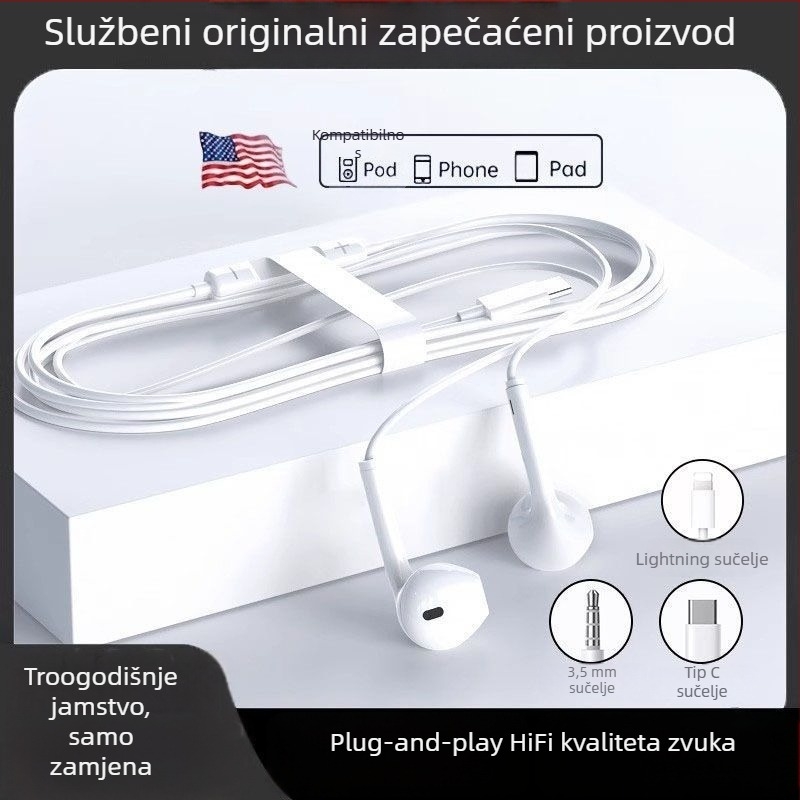 Apple in-ear slušalice za iPhone 15/14/13 Pro/12/11 s žičnim upravljačem (Lightning/Android)
