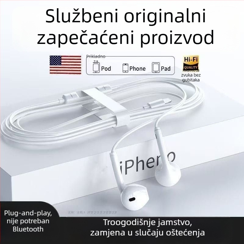Apple in-ear slušalice za iPhone 15/14/13 Pro/12/11 s žičnim upravljačem (Lightning/Android)