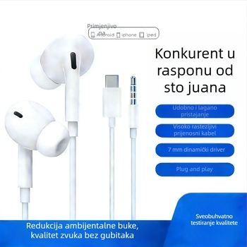 3. generacije žičanih in-ear slušalica s Type-C digitalnim čipom za Apple, Xiaomi, Huawei, Redmi i Honor pametne telefone